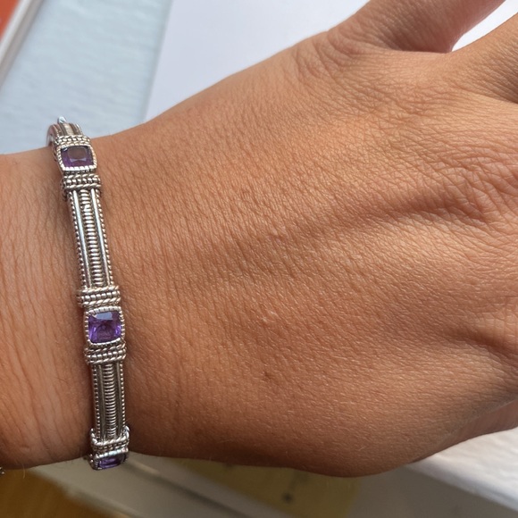 Judith Ripka bracelet amethyst stone and silver - Picture 4 of 5